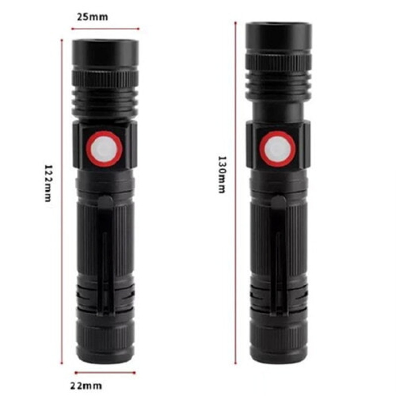 Ручний ліхтар BL-502-T6+COB, ЗУ microUSB, 1x18650, зум,