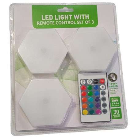Ночник LED Pinto 3шт, N359, пульт, разные цвета, сенсор прикосновения, 3xR3