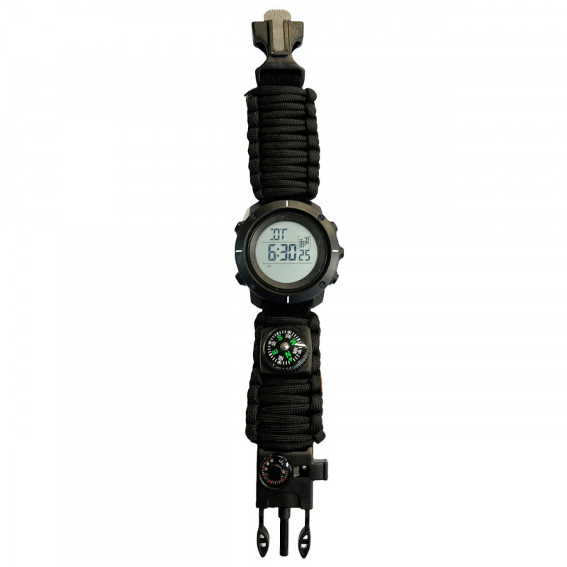 Часы наручные SKMEI 1213BK, PARACORD, BLACK BIG SIZE, Compass, термометр, свисток, кресало, 10465