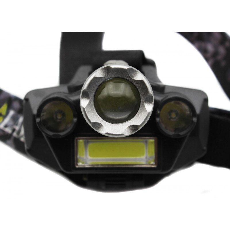 Налобный фонарь RB129, TD-812-T6, 1х18650 Акк., T6+2хXPE+COB, Zoom, MicroUSB ЗУ