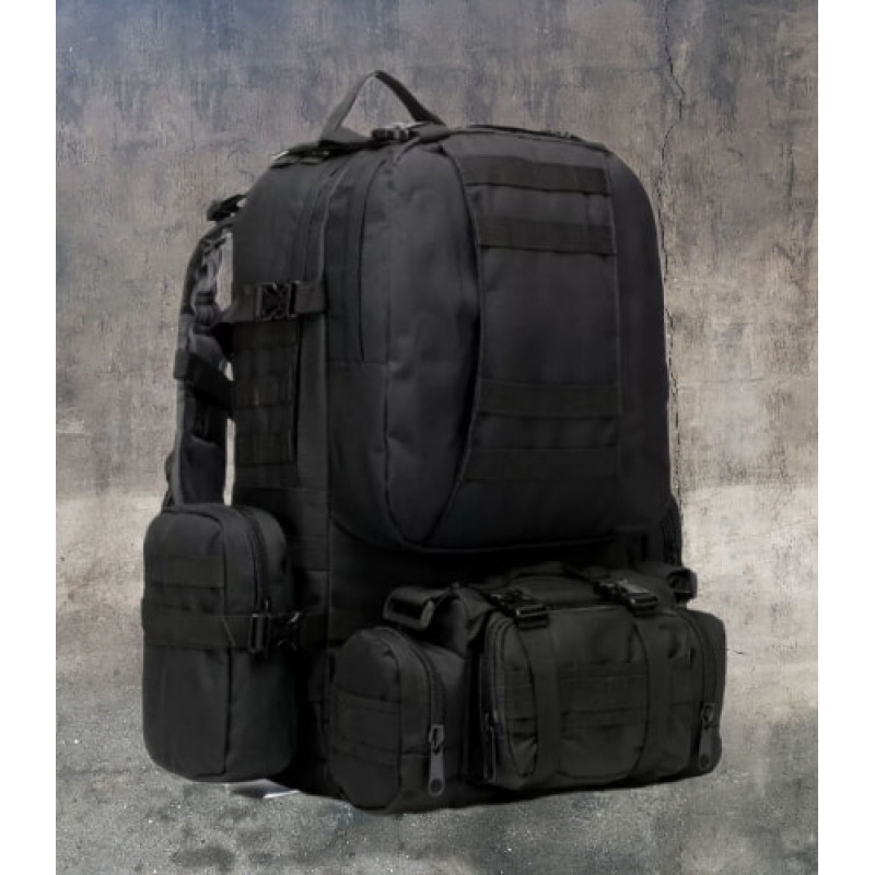 Рюкзак Тактичний з підсумками B08 Black 55L 8142