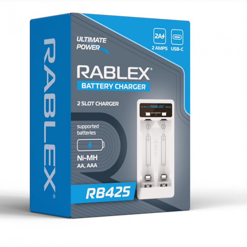 Зарядное устройство Rablex RB425, 2xАА,ААА, 2А, Type-C