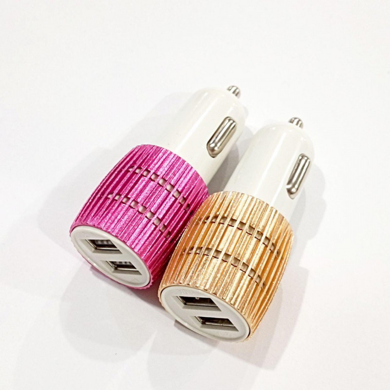 Автомобільне зарядне пристрій USB x 2 "Ребристе" 1A/2.1A