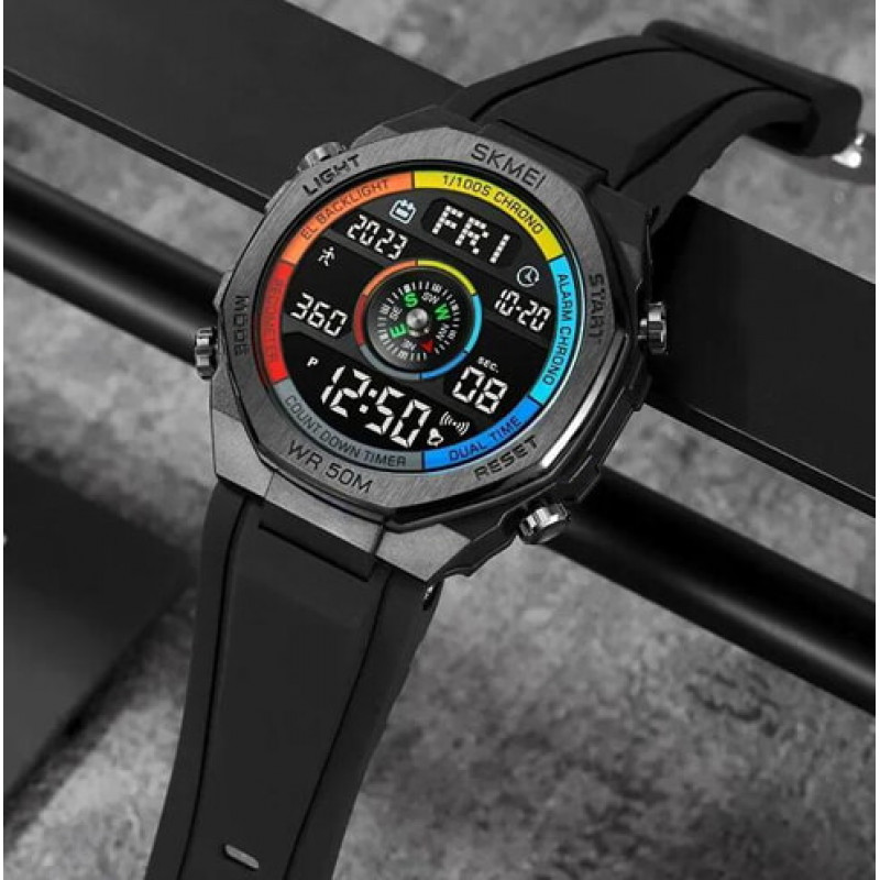 Часы наручные SKMEI 2209CKBK, COLORFUL/BLACK, Compass, Pedometer, 10351