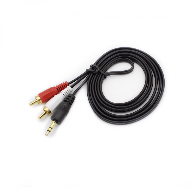 Аудио видео кабель AV 3.5 Jack (тюльпан 2), 1.5 m (в пакете)