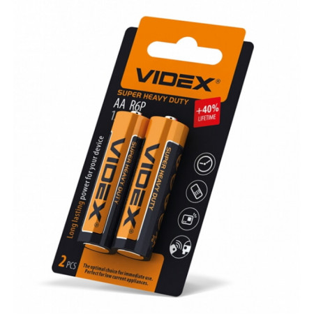 Батарейка Videx R6/AA, соляна, 2шт
