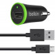 Автомобильное зарядное устройство USB x 1 belkin, 10 WATT, 1.2м кабель MicroUSB