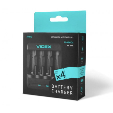 Зарядний пристрій 4x18650 / від USB / Videx N401