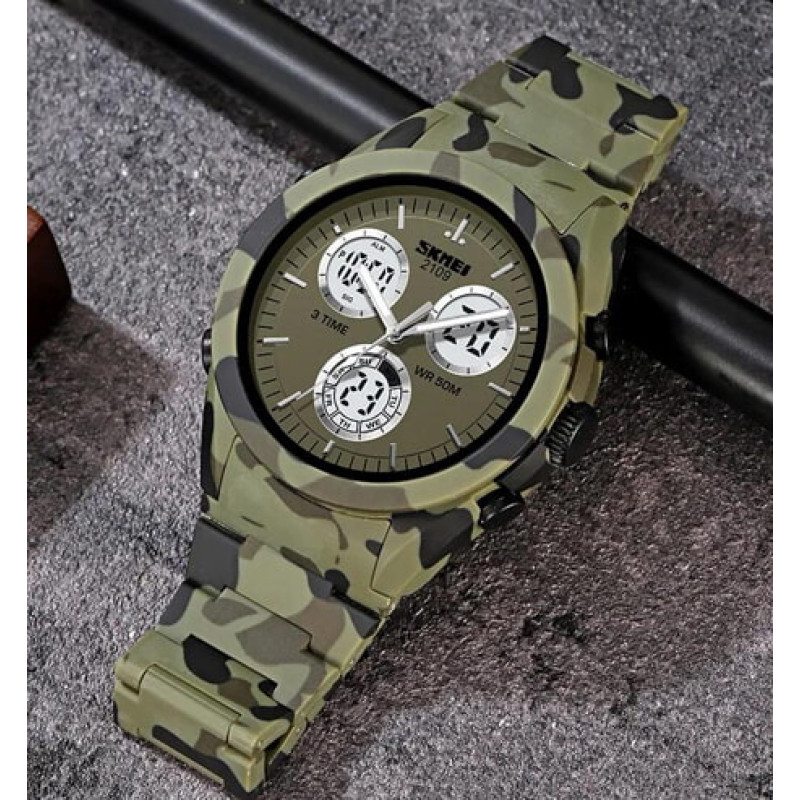 Часы наручные SKMEI 2109CMGN, ARMY GREEN CAMOUFLAGE, 10316