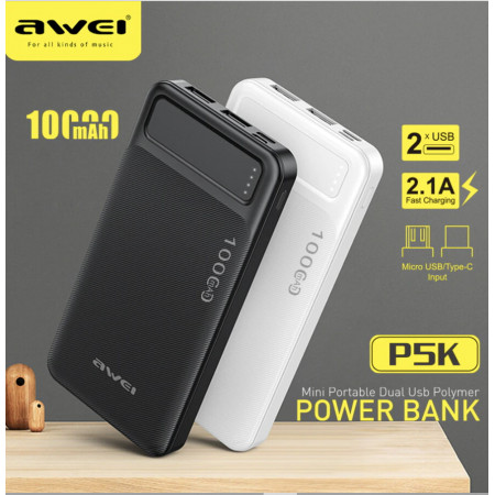 Повербанк AWEI P5k 10000mAh (реальная емкость меньше) / 8141