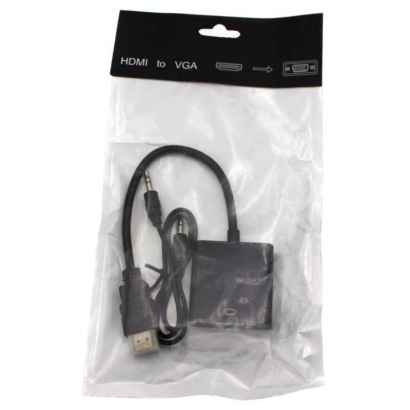 Адаптер перехідник HDMI на VGA + AUX конвертер активний процесор
