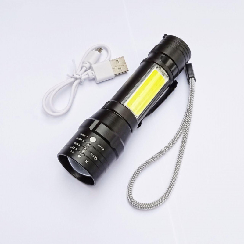 Ручний ліхтар BL-T6-19, ЗУ mircoUSB, акумулятор, зум, 5384