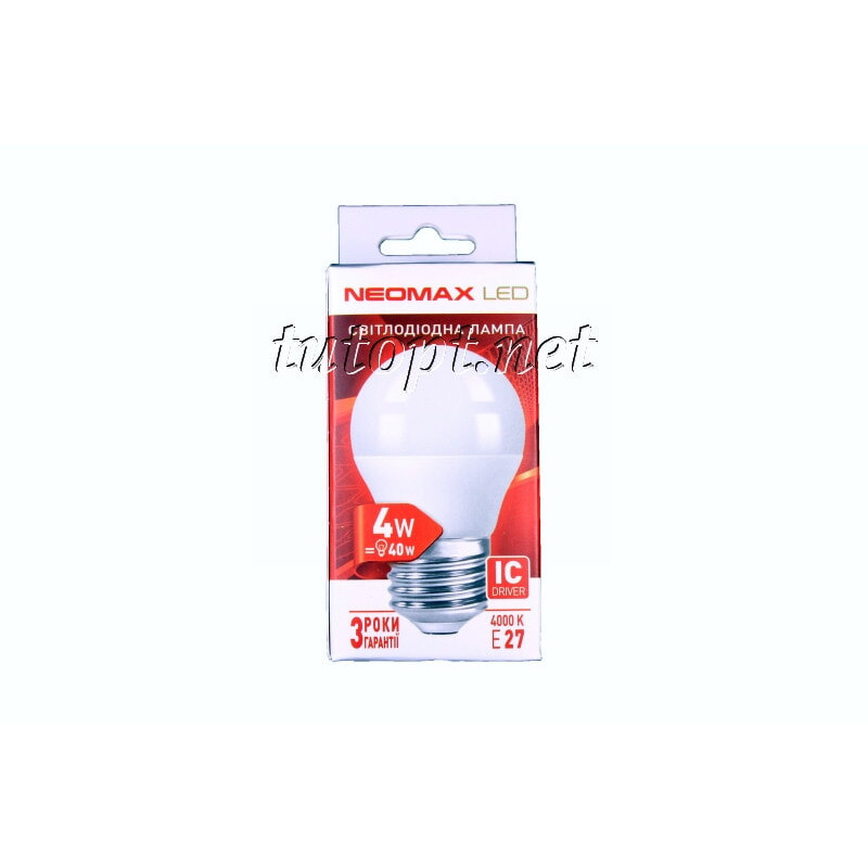 Светодиодная LED лампочка neomax 4W NX4B E27 4000K (Шарик)