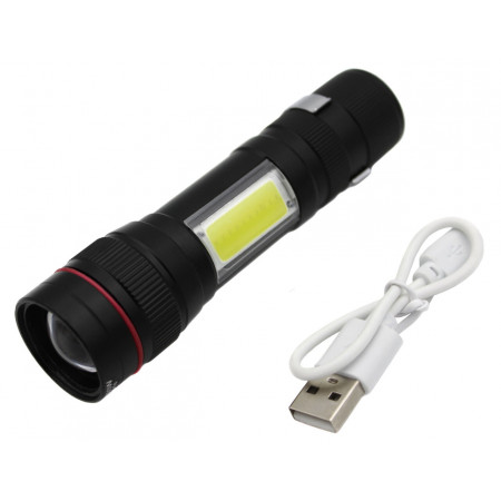 Ручний ліхтар X-Balog Police BL-520, Li-ion, T6+Cob, Zoom, ЗУ USB
