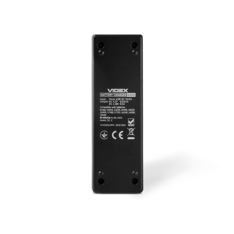 Зарядний пристрій 1x18650 і ін. / від USB / Videx VCH-U101