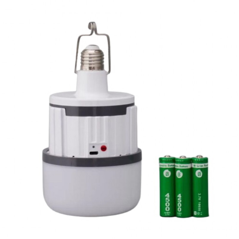 Лампа кемпінгова в цоколі BL-699, PL-40W E27, 40W, 3*18650, AC/DC, з гачком, Type-C
