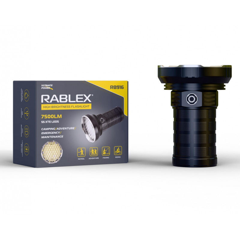 Ручной фонарь Rablex RB916, 55LED, 4х18650 аккум, Type-C, 7500LM