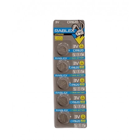 Батарейки-Таблетки Rablex CR1620/3V блистер 5шт.