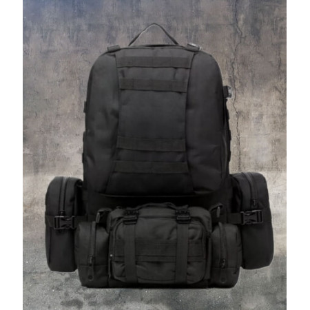 Рюкзак Тактичний з підсумками B08 Black 55L 8142