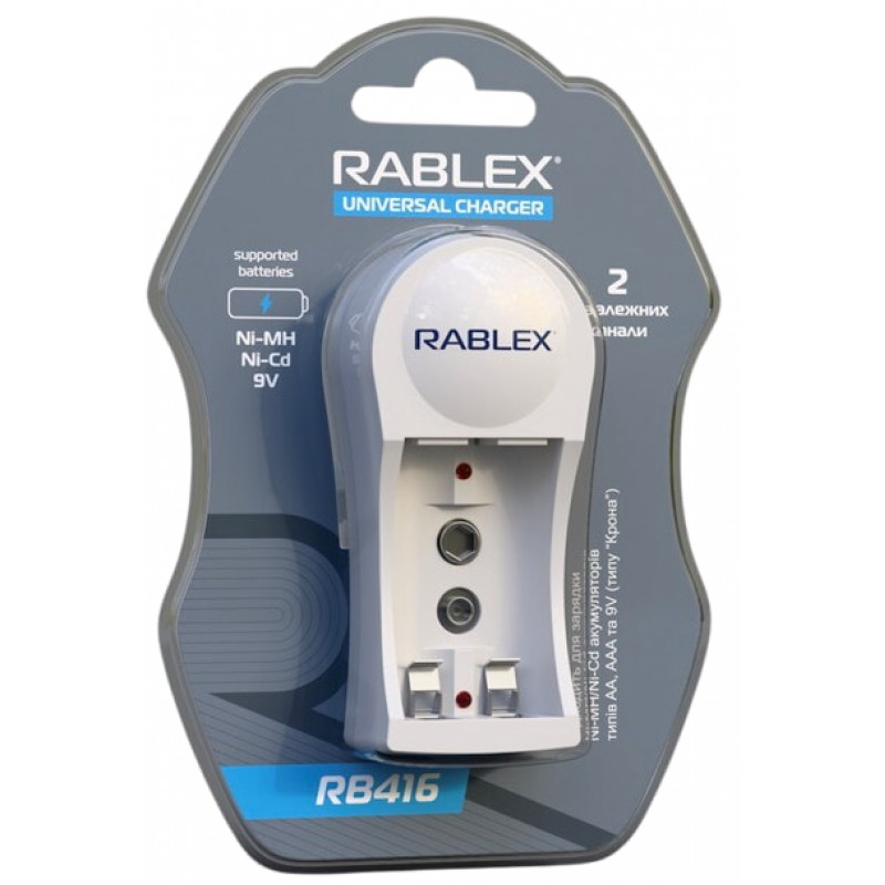 Зарядний пристрій Rablex RB416 на 2 AA/AAA R3/R6 1.2V/ 1 Крона 9V