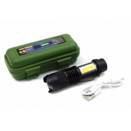 Ручний ліхтар Police BL-525, 1XPE+Cob, Zoom, ЗУ USB, метал