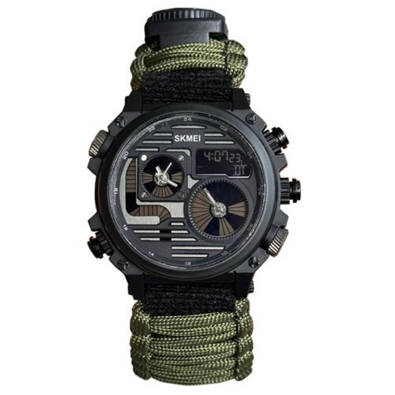 Часы наручные SKMEI 2202AG, PARACORD, ARMY GREEN, Compass, термометр, свисток, кресало, 10347
