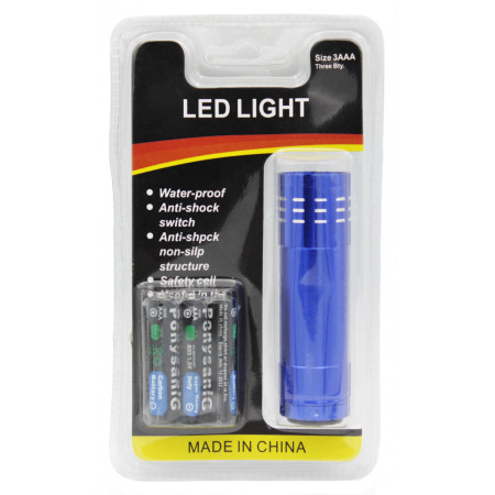 Ручний ліхтарик на блістері з батарейками 3хAAA, 9LED