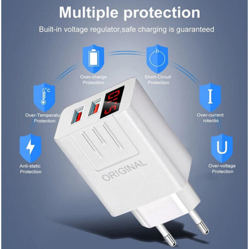 СЗУ Мережева зарядна пристрій PD APD-2S, 2*USB, LED