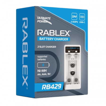Зарядное устройство Rablex RB429, 2xАА,ААА,9V, 2A, Type-c