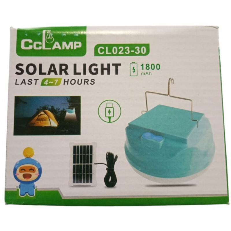 Фонарь для кемпинга Cclamp CL-023A, 30W, аккумулятор, солнечная панель