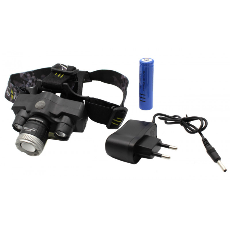 Налобный фонарь RB129, TD-812-T6, 1х18650 Акк., T6+2хXPE+COB, Zoom, MicroUSB ЗУ