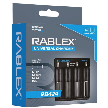 Зарядное устройство Rablex RB424 универсальное на 4 аккум. (Ni-MH/Ni-Cd: AA, AAA, AAAA, C, SC, F6; L