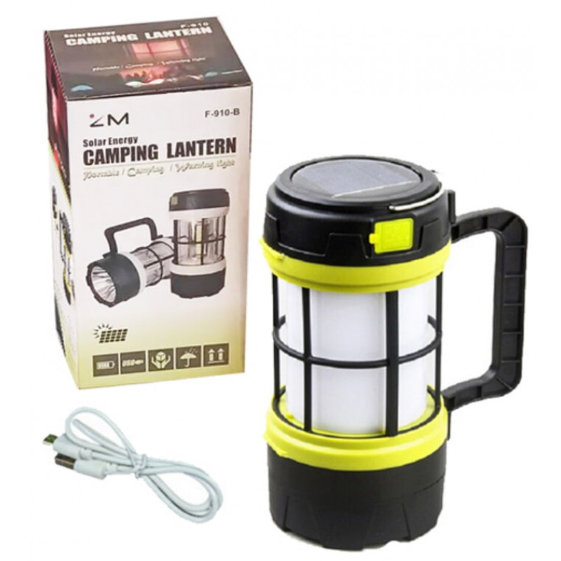 Фонарь для кемпинга 910-LED+COB, power bank, Li-Ion, солн. бат, ЗУ microUSB, Красный, Белый