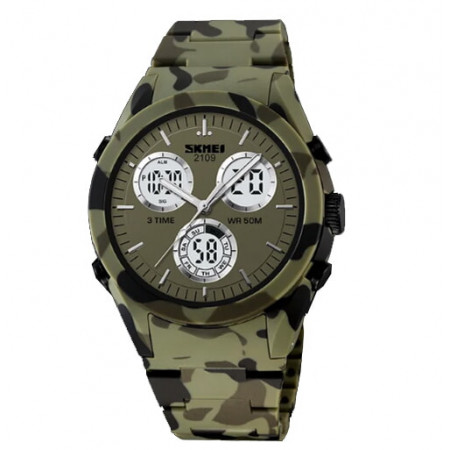 Часы наручные SKMEI 2109CMGN, ARMY GREEN CAMOUFLAGE, 10316
