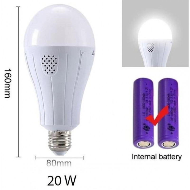 Лампа кемпинг в цоколь E27, 20W, 2x18650, AC/DC, 8440