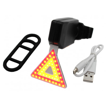 Велосипедний задній фонарик мигалка акумуляторний Трикутник 902 microUSB
