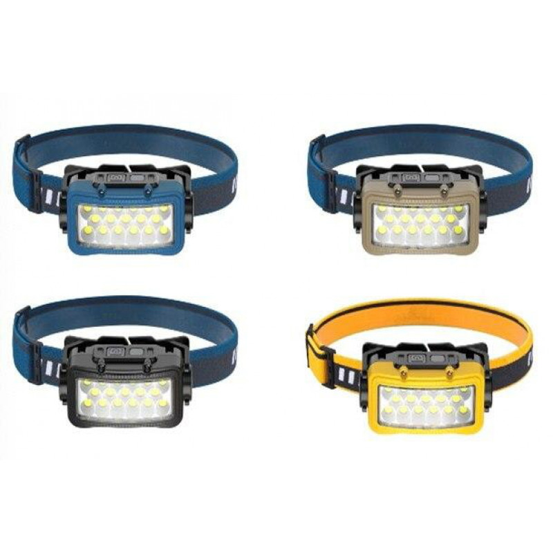 Налобный фонарь Rablex RB958, жёлтый+белый+красный, 17хCOB, Sensor, аккум, Type-C
