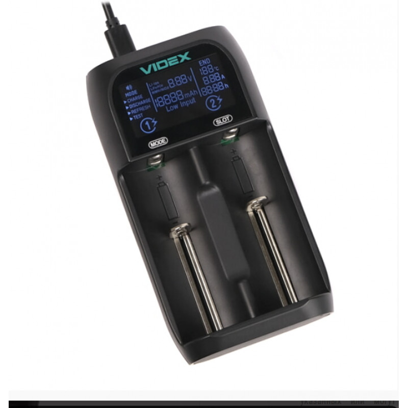 Зарядний пристрій 2x18650 і ін. / від USB / Videx UT201