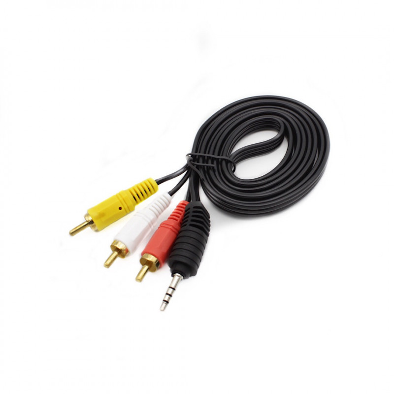 Аудио видео кабель AV 3.5 Jack (тюльпан 3), 1.5 m (в пакете)