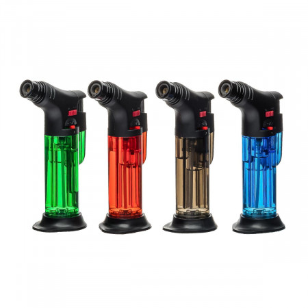 Горелка газовая карманная / Турбо зажигалка / Lighter прозрачная (карамелька)