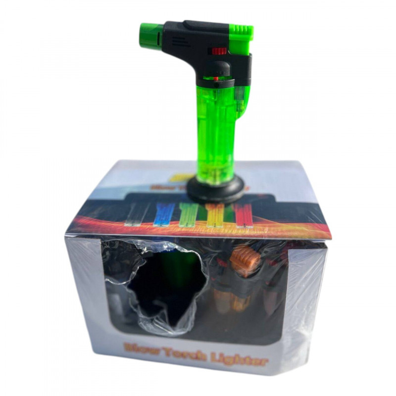 Горелка газовая карманная / Турбо зажигалка / Lighter прозрачная (карамелька-2)