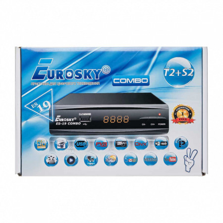 Ресивер Eurosky ES-19 HD Combo DVB-S2/T2/C Супутниковий та Т2 тюнер Комбінований. Гарантія