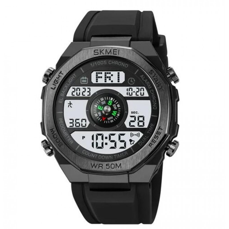 Часы наручные SKMEI 2209BKWT, BLACK-WHITE, Compass, Pedometer, 10350