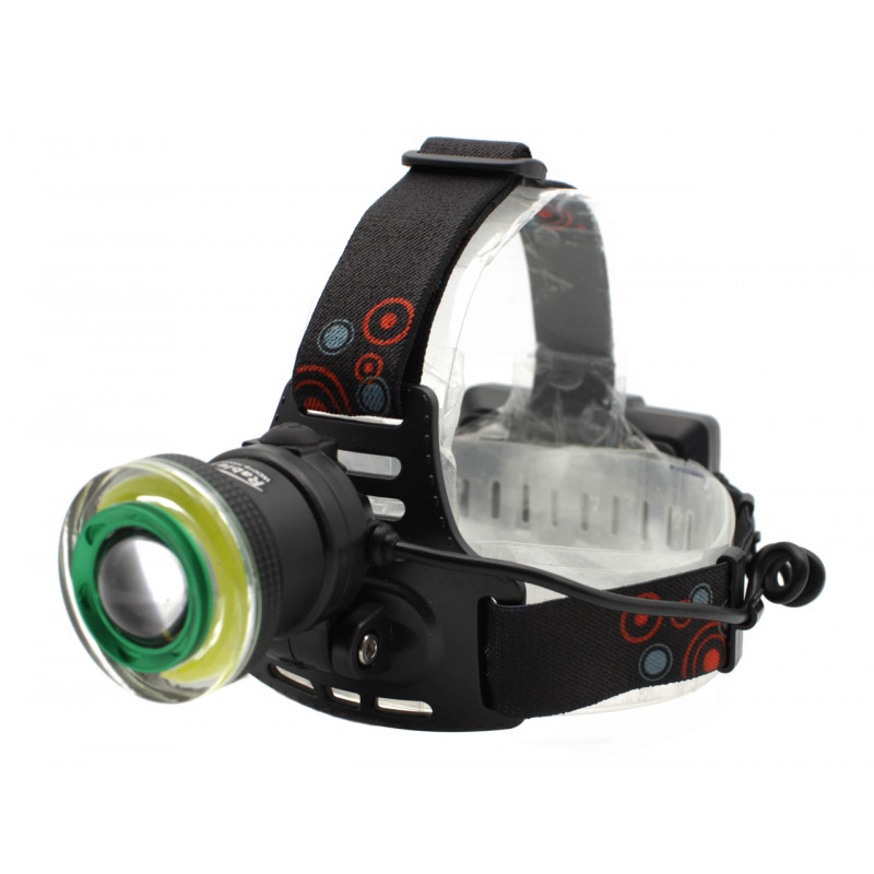 Налобный фонарь PL106, 2х18650, T6+Cob, Zoom