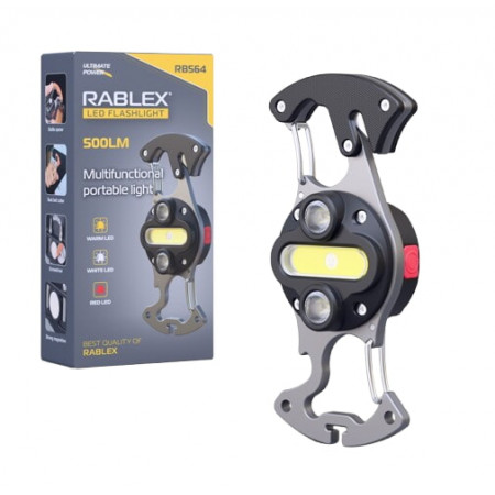 Ліхтар для кемпінгу Rablex RB564, Білий, Жовтий, Червоний, мультитул, Li-Ion акум., магніт, карабін
