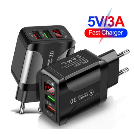 СЗУ Сетевое зарядное устройство PD PKG025 20W, 2*USB, QC3.0 LED