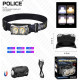 Налобный фонарь Police PL-182, белый+желтый, аккум, магнит, Type-C