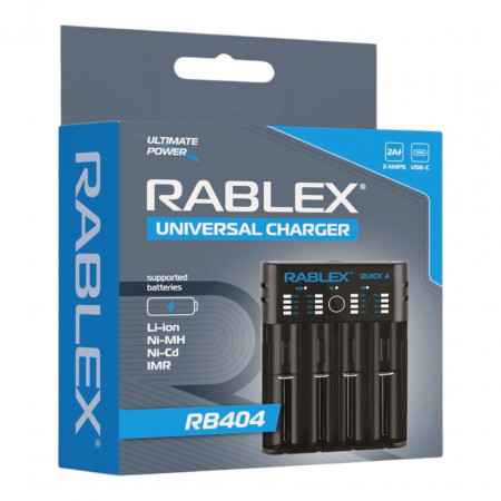 Зарядний пристрій Rablex RB404 4x18650 та ін. / від USB /
