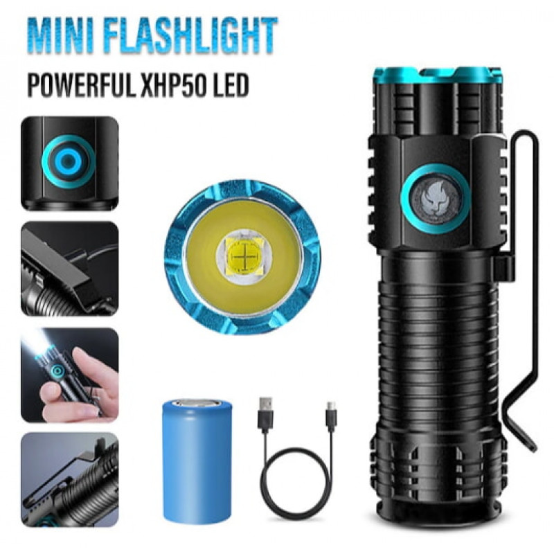 Ручной фонарь Rablex RB901, Li-ion 16340, Zoom, ЗУ Type-C,