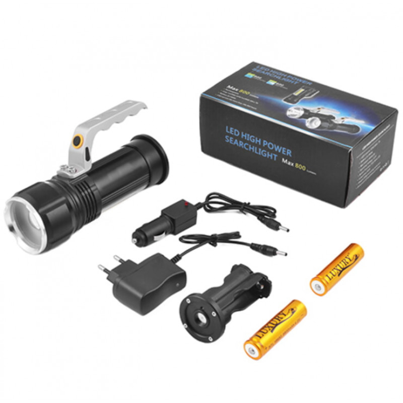 Ручной фонарь Police S912-XPE+COB, Белый, Красный, 2x18650, zoom, ЗУ 220V, 12V